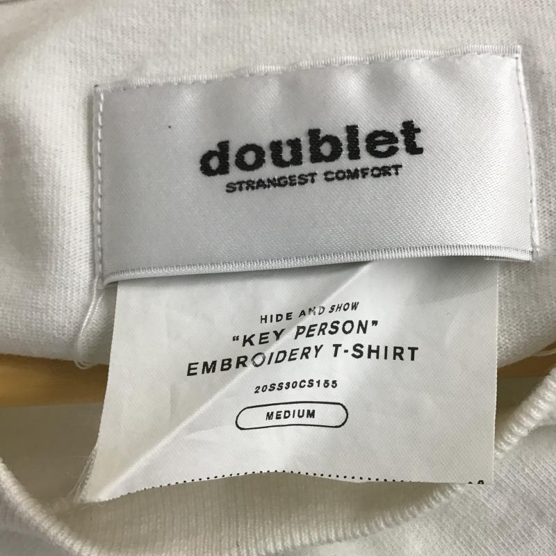 ダブレット doublet Tシャツ 半袖 半袖カットソー プリントTシャツ クルーネックカットソー M ロゴ、文字 白 / ホワイト / white メンズ USED 古着 中古 10160958