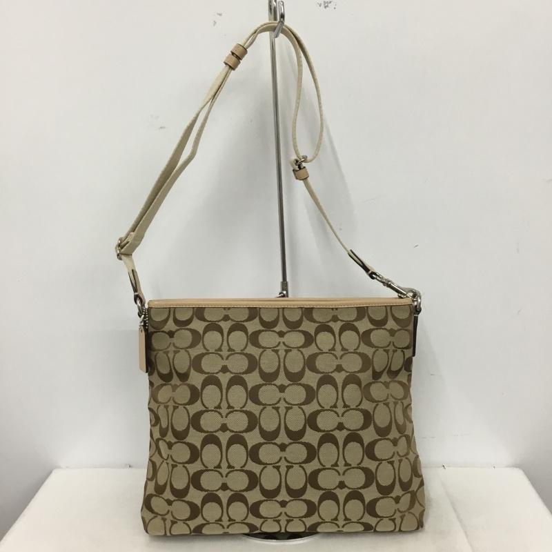 コーチ COACH ショルダーバッグ ショルダーバッグ F28502 シグネチャー ストライプ ロゴ、文字 ベージュ / ベージュ / beige X 桃 / ピンク / pink レディース USED 古着 中古 10160989