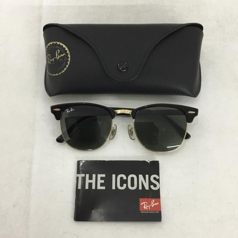レイバン Ray-Ban めがね・サングラス サングラス RB3016 CLUBMASTER ケース付き ロゴ、文字 黒 / ブラック / black X 金 / ゴールド / gold color メンズ USED 古着 中古 10160995