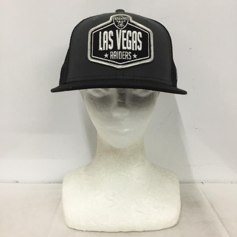 ニューエラ NEW ERA 帽子 キャップ NFL ラスベガス レイダース 59FIFTY 59.6cm メッシュキャップ ロゴ、文字 黒 / ブラック / black X 灰 / グレー / gray メンズ USED 古着 中古 10161004