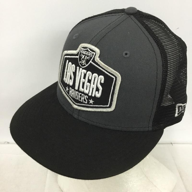ニューエラ NEW ERA 帽子 キャップ NFL ラスベガス レイダース 59FIFTY 59.6cm メッシュキャップ ロゴ、文字 黒 / ブラック / black X 灰 / グレー / gray メンズ USED 古着 中古 10161004