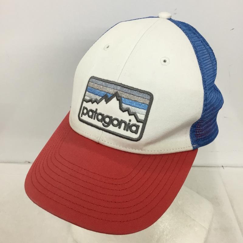 パタゴニア patagonia 帽子 キャップ 38181 メッシュキャップ ロゴ、文字 白 / ホワイト / white X 赤 / レッド / red X 水色 / ライトブルー / メンズ USED 古着 中古 10161007