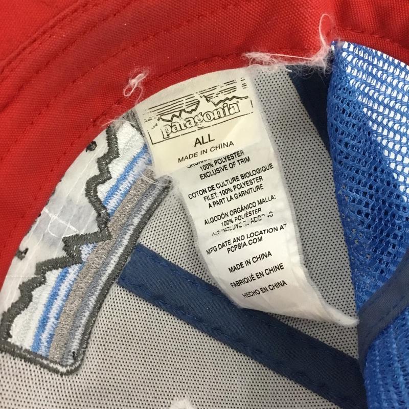 パタゴニア patagonia 帽子 キャップ 38181 メッシュキャップ ロゴ、文字 白 / ホワイト / white X 赤 / レッド / red X 水色 / ライトブルー / メンズ USED 古着 中古 10161007