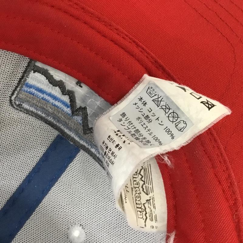 パタゴニア patagonia 帽子 キャップ 38181 メッシュキャップ ロゴ、文字 白 / ホワイト / white X 赤 / レッド / red X 水色 / ライトブルー / メンズ USED 古着 中古 10161007