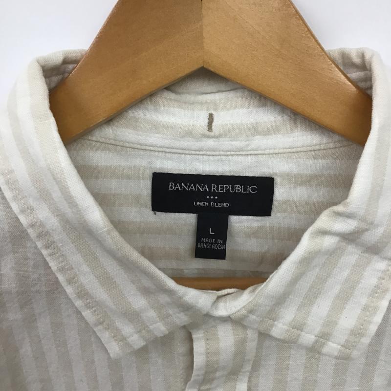 バナナリパブリック BANANA REPUBLIC シャツ、ブラウス 長袖 長袖シャツ ストライプシャツ カラーシャツ L ボーダー柄 ベージュ / ベージュ / beige X アイボリー / アイボリー / メンズ USED 古着 中古 10161035