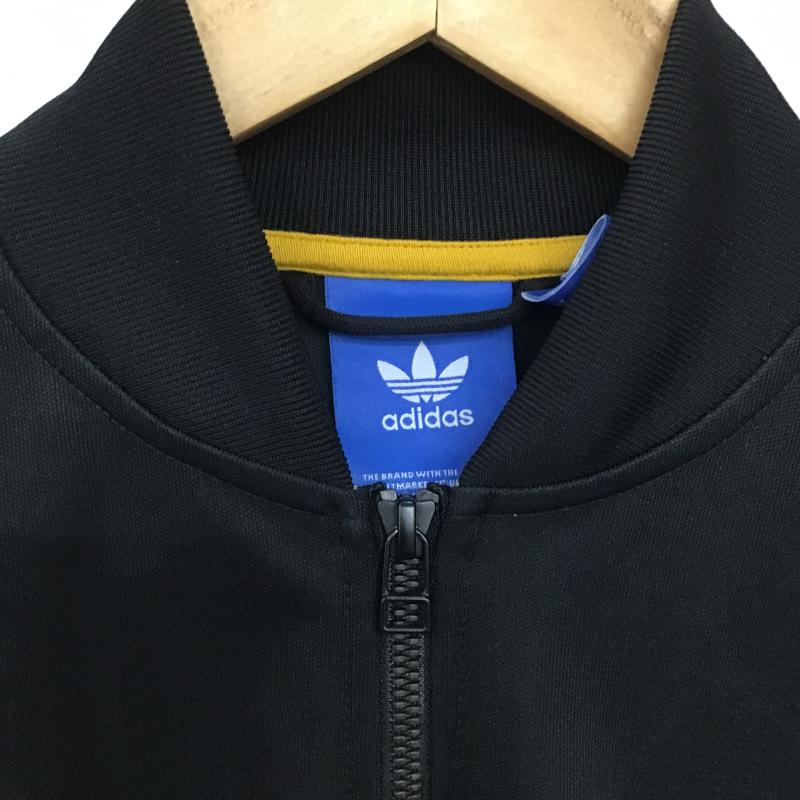 アディダス adidas ジャケット、上着 ジャンパー、ブルゾン ジップアップジャケット アウター ジャージ M ロゴ、文字 黒 / ブラック / black メンズ USED 古着 中古 10161049