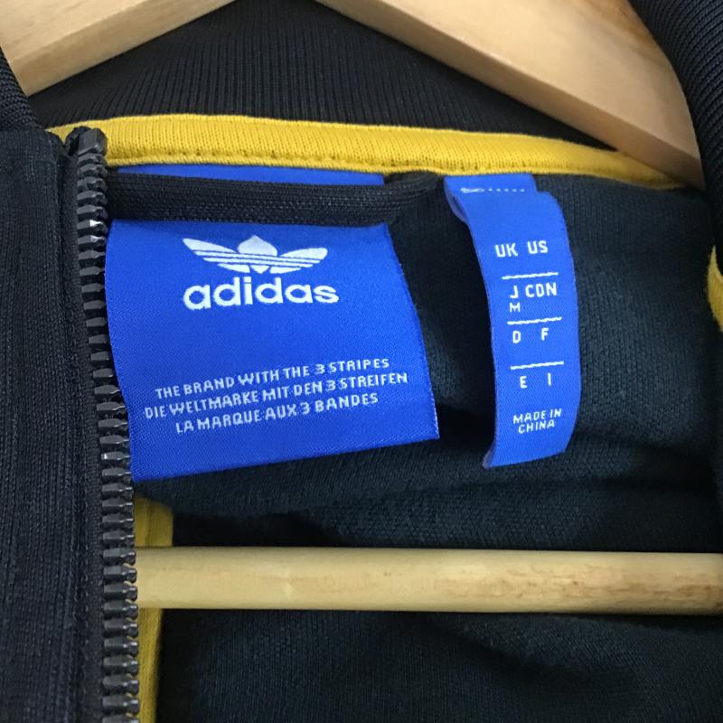 アディダス adidas ジャケット、上着 ジャンパー、ブルゾン ジップアップジャケット アウター ジャージ M ロゴ、文字 黒 / ブラック / black メンズ USED 古着 中古 10161049
