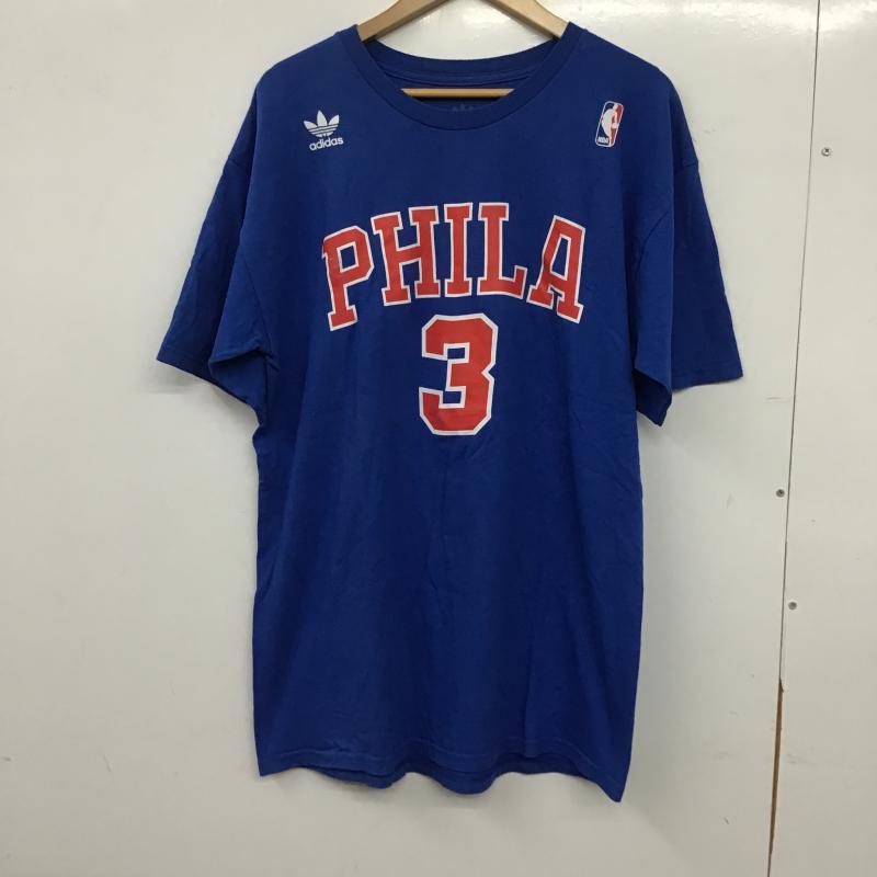 アディダス adidas Tシャツ 半袖 半袖カットソー プリントTシャツ クルーネックカットソー L ロゴ、文字 青 / ブルー / blue メンズ USED 古着 中古 10161068