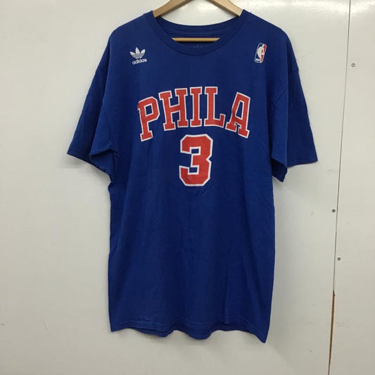 アディダス adidas Tシャツ 半袖 半袖カットソー プリントTシャツ クルーネックカットソー L ロゴ、文字 青 / ブルー / blue メンズ USED 古着 中古 10161068