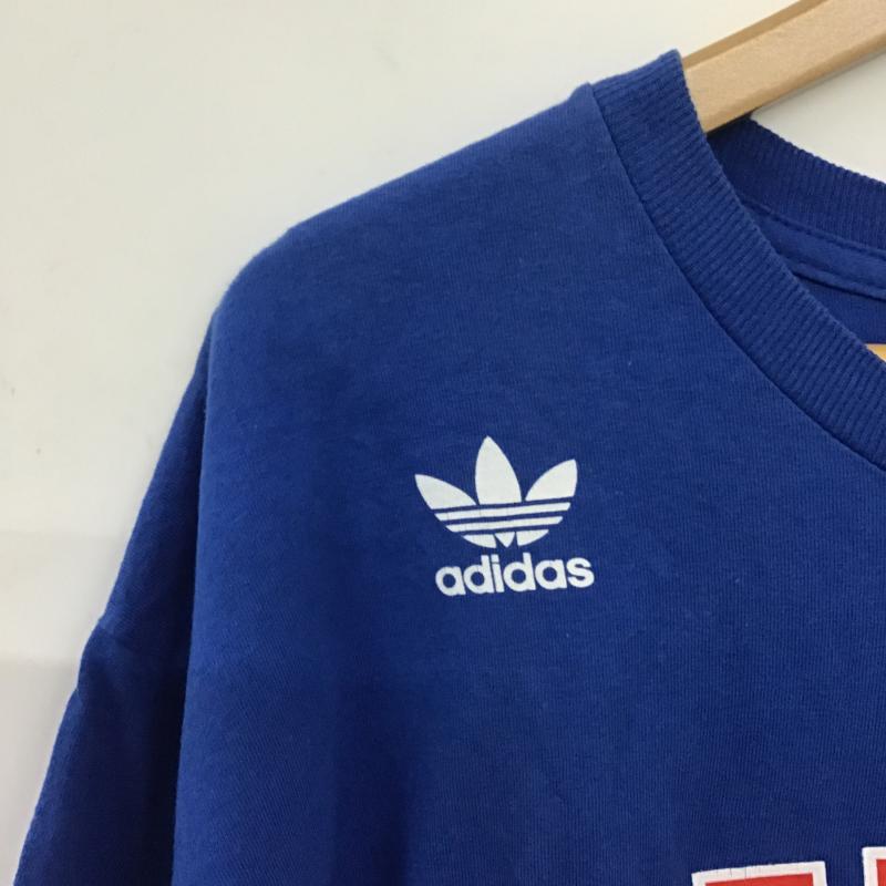 アディダス adidas Tシャツ 半袖 半袖カットソー プリントTシャツ クルーネックカットソー L ロゴ、文字 青 / ブルー / blue メンズ USED 古着 中古 10161068
