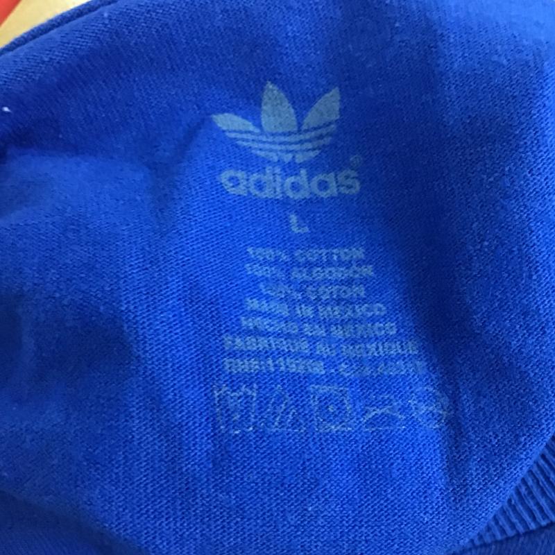 アディダス adidas Tシャツ 半袖 半袖カットソー プリントTシャツ クルーネックカットソー L ロゴ、文字 青 / ブルー / blue メンズ USED 古着 中古 10161068