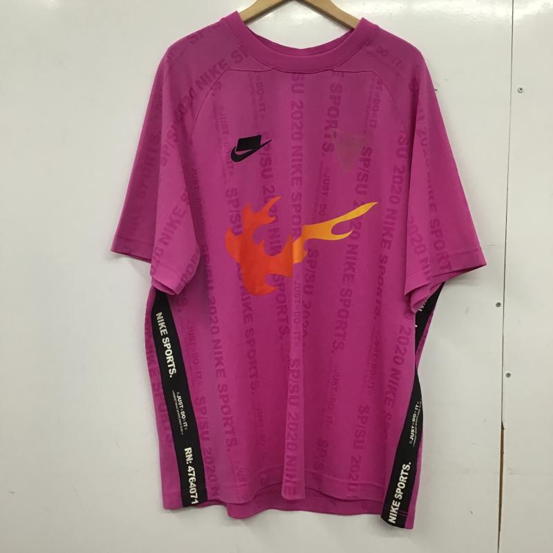 ナイキ NIKE カットソー 半袖 半袖カットソー プリントTシャツ クルーネックカットソー XXL ロゴ、文字 マゼンタ / マゼンタ / メンズ USED 古着 中古 10161086