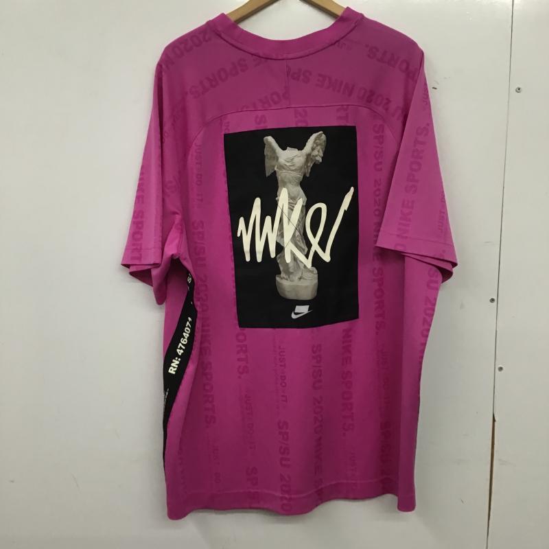 ナイキ NIKE カットソー 半袖 半袖カットソー プリントTシャツ クルーネックカットソー XXL ロゴ、文字 マゼンタ / マゼンタ / メンズ USED 古着 中古 10161086