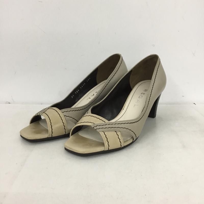 リーガル REGAL パンプス パンプス 6528 オープントゥ 22.5 22.5cm 無地 灰 / グレー / gray X ベージュ / ベージュ / beige レディース USED 古着 中古 10161090