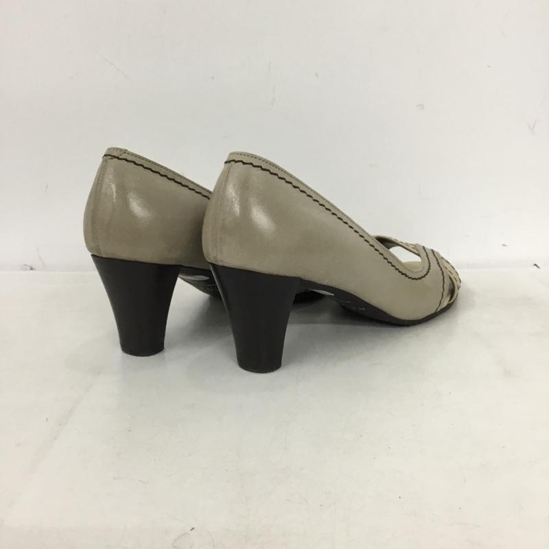 リーガル REGAL パンプス パンプス 6528 オープントゥ 22.5 22.5cm 無地 灰 / グレー / gray X ベージュ / ベージュ / beige レディース USED 古着 中古 10161090
