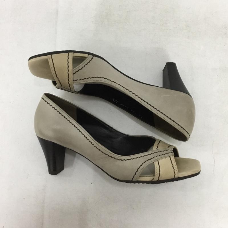 リーガル REGAL パンプス パンプス 6528 オープントゥ 22.5 22.5cm 無地 灰 / グレー / gray X ベージュ / ベージュ / beige レディース USED 古着 中古 10161090