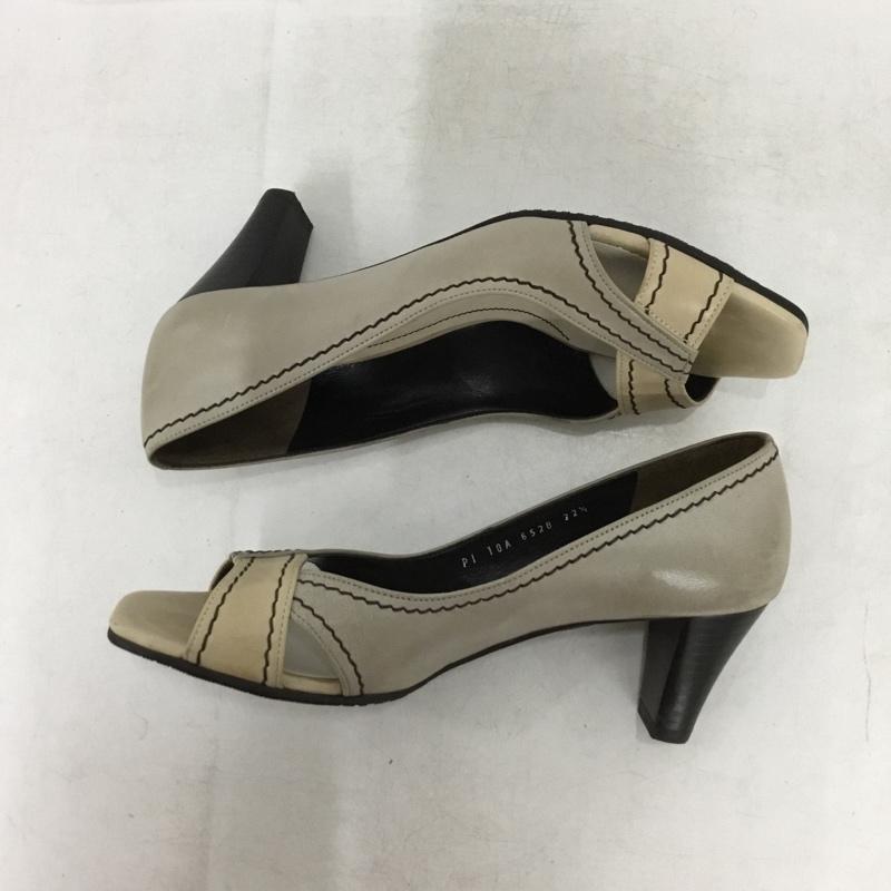 リーガル REGAL パンプス パンプス 6528 オープントゥ 22.5 22.5cm 無地 灰 / グレー / gray X ベージュ / ベージュ / beige レディース USED 古着 中古 10161090