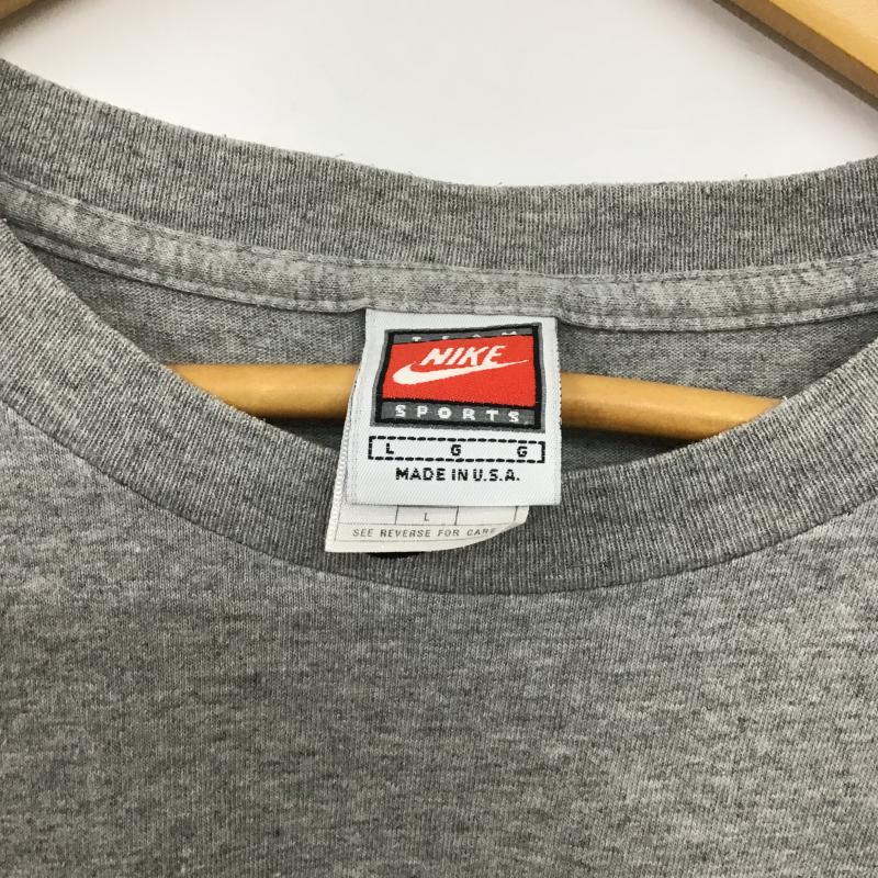 ナイキ NIKE Tシャツ 半袖 半袖カットソー プリントTシャツ クルーネックカットソー L ロゴ、文字 灰 / グレー / gray メンズ USED 古着 中古 10161103