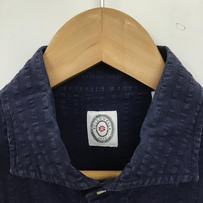 ボルゾネッラ BOLZONELLA シャツ、ブラウス 長袖 無地 紺 / ネイビー / navy メンズ USED 古着 中古 10161104