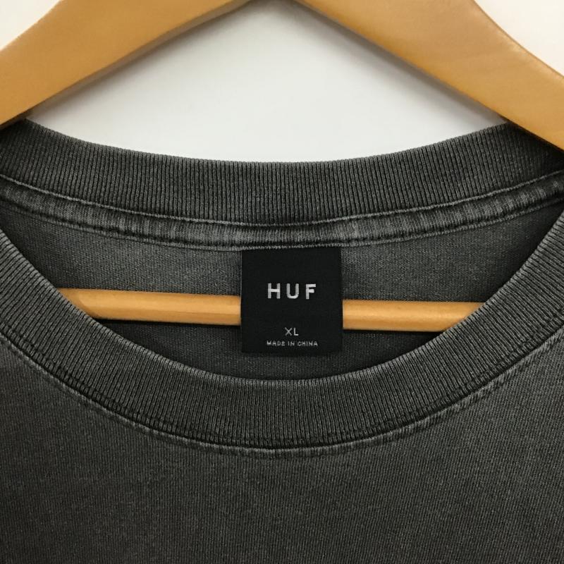ハフ HUF Tシャツ 半袖 半袖カットソー プリントTシャツ クルーネックカットソー XL ロゴ、文字 ダークグレー / ダークグレー / メンズ USED 古着 中古 10161111