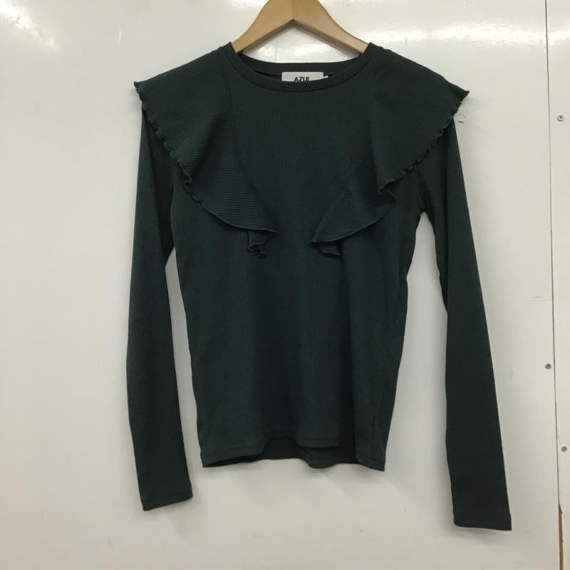 アズールバイマウジー AZUL BY MOUSSY カットソー 長袖 268GAC80-002G 肩フリル付きの長袖カットソー M 無地 緑 / グリーン / green レディース USED 古着 中古 10161115