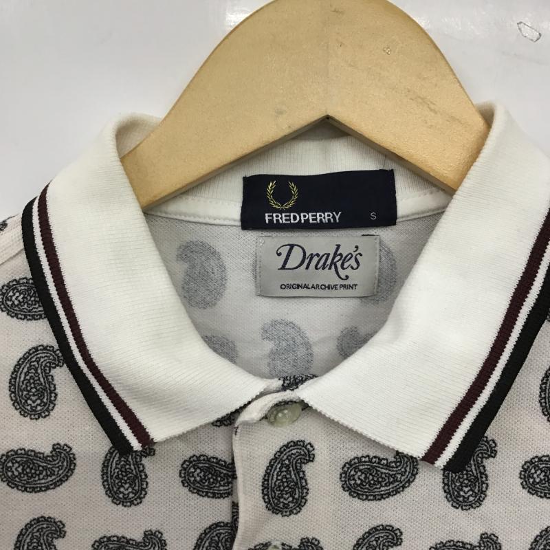 フレッドペリー FRED PERRY ポロシャツ 半袖 半袖ポロシャツ カラーシャツ 半袖カットソー S プリント 白 / ホワイト / white メンズ USED 古着 中古 10161124