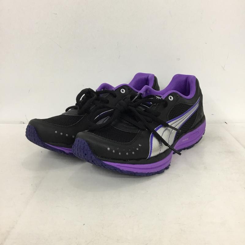プーマ PUMA スニーカー スニーカー 185983 ボディトレインメッシュグリッド 24cm 24.0cm ロゴ、文字 黒 / ブラック / black X 紫 / パープル / purple X 銀 / シルバー / silver color レディース USED 古着 中古 10161135
