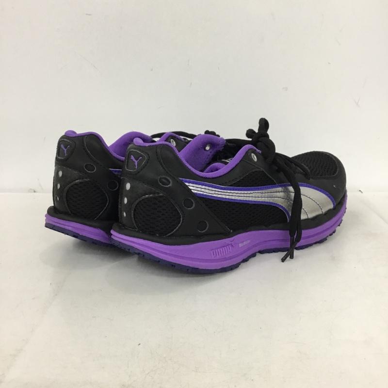 プーマ PUMA スニーカー スニーカー 185983 ボディトレインメッシュグリッド 24cm 24.0cm ロゴ、文字 黒 / ブラック / black X 紫 / パープル / purple X 銀 / シルバー / silver color レディース USED 古着 中古 10161135