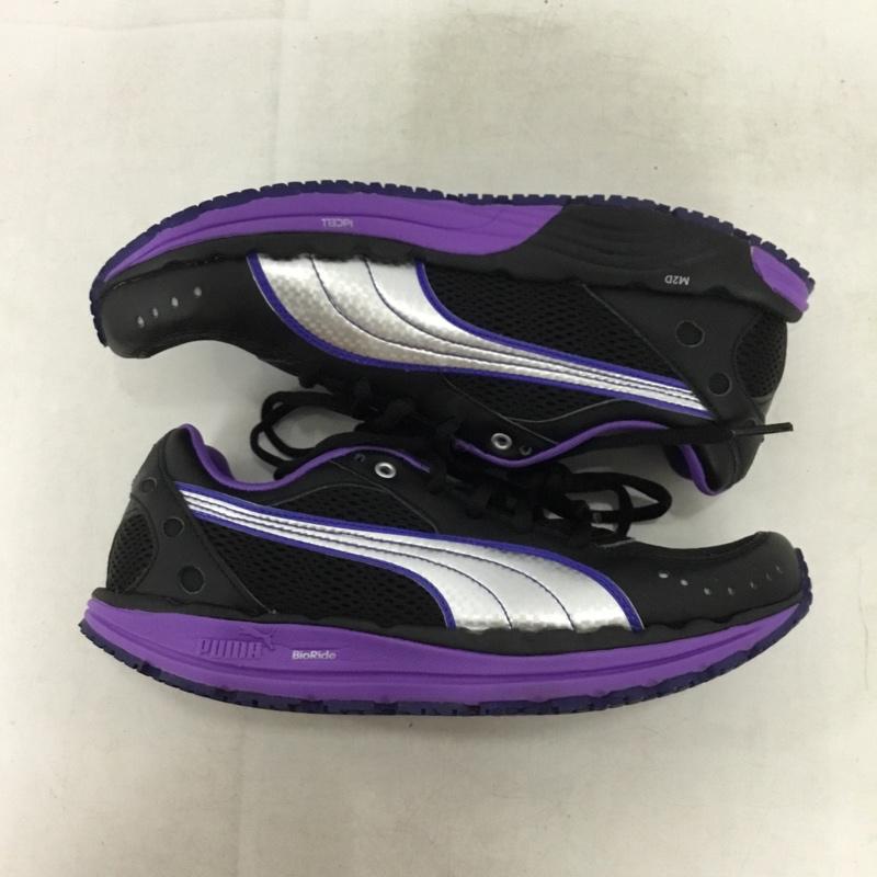 プーマ PUMA スニーカー スニーカー 185983 ボディトレインメッシュグリッド 24cm 24.0cm ロゴ、文字 黒 / ブラック / black X 紫 / パープル / purple X 銀 / シルバー / silver color レディース USED 古着 中古 10161135