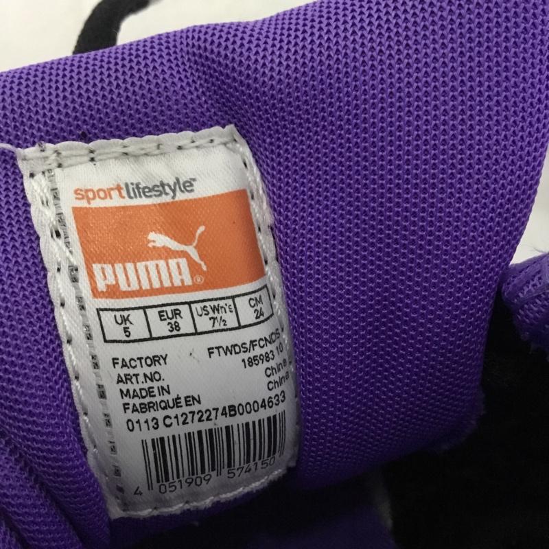 プーマ PUMA スニーカー スニーカー 185983 ボディトレインメッシュグリッド 24cm 24.0cm ロゴ、文字 黒 / ブラック / black X 紫 / パープル / purple X 銀 / シルバー / silver color レディース USED 古着 中古 10161135