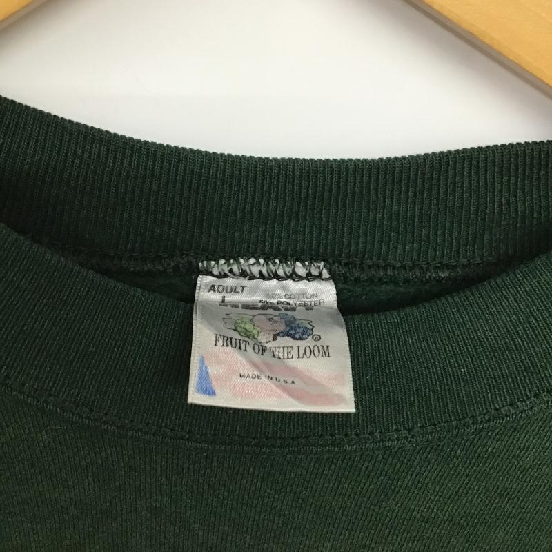 フルーツオブザルーム FRUIT OF THE LOOM トレーナー 長袖 長袖トレーナー スウェット クルーネック プルオーバー L ロゴ、文字 緑 / グリーン / green メンズ USED 古着 中古 10161136