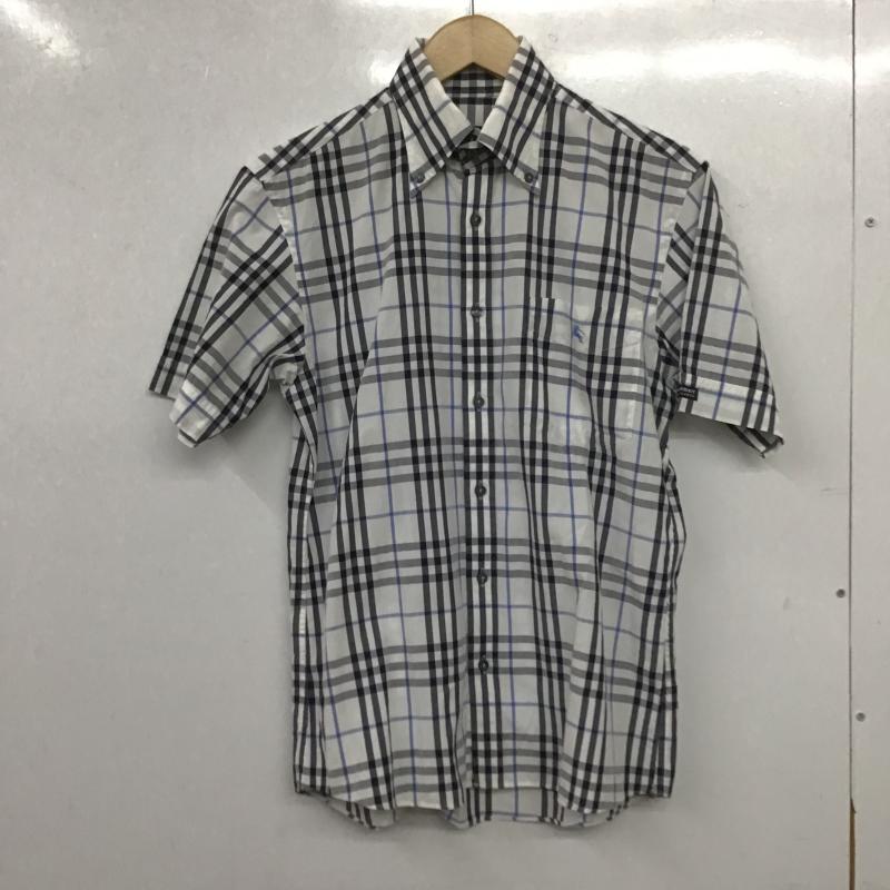 バーバリーブラックレーベル BURBERRY BLACK LABEL シャツ、ブラウス 半袖 半袖シャツ チェックシャツ カラーシャツ ボタンダウンシャツ 1 チェック 白 / ホワイト / white メンズ USED 古着 中古 10161143