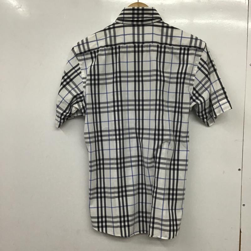 バーバリーブラックレーベル BURBERRY BLACK LABEL シャツ、ブラウス 半袖 半袖シャツ チェックシャツ カラーシャツ ボタンダウンシャツ 1 チェック 白 / ホワイト / white メンズ USED 古着 中古 10161143