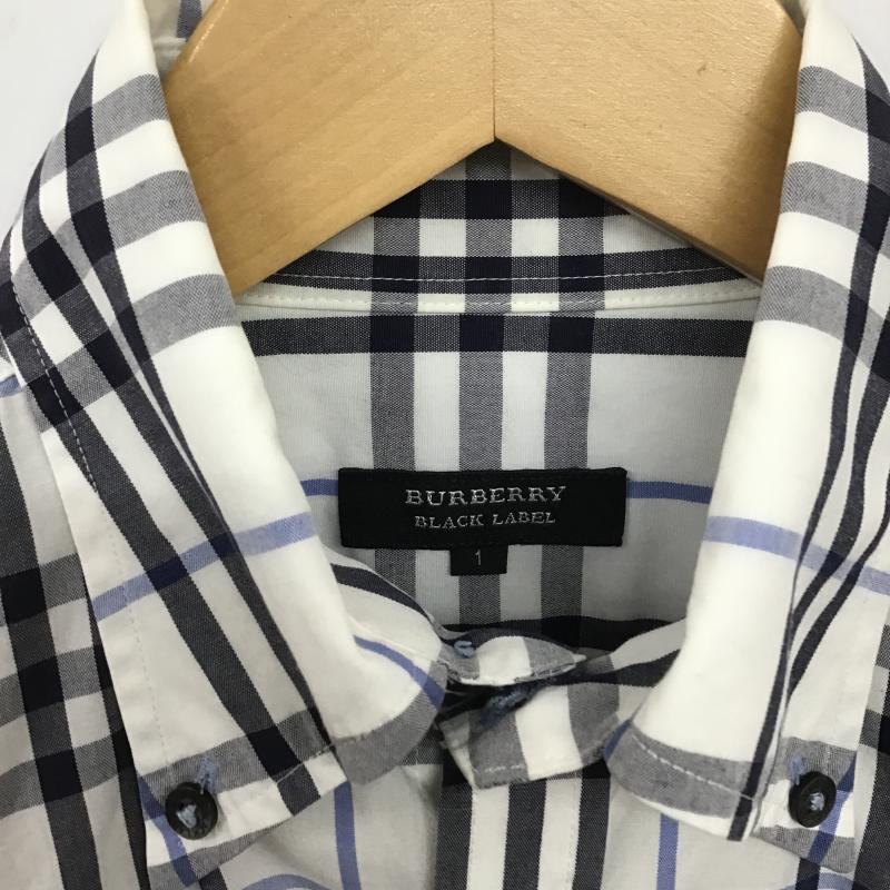 バーバリーブラックレーベル BURBERRY BLACK LABEL シャツ、ブラウス 半袖 半袖シャツ チェックシャツ カラーシャツ ボタンダウンシャツ 1 チェック 白 / ホワイト / white メンズ USED 古着 中古 10161143