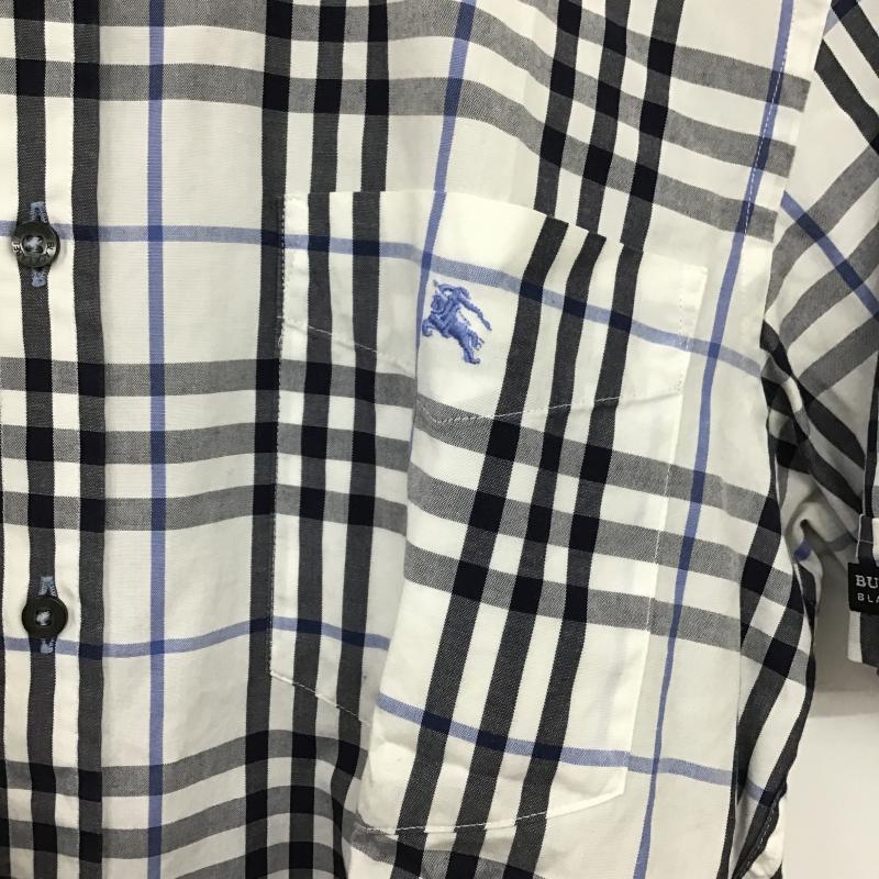 バーバリーブラックレーベル BURBERRY BLACK LABEL シャツ、ブラウス 半袖 半袖シャツ チェックシャツ カラーシャツ ボタンダウンシャツ 1 チェック 白 / ホワイト / white メンズ USED 古着 中古 10161143
