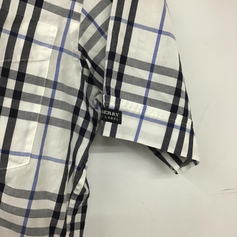 バーバリーブラックレーベル BURBERRY BLACK LABEL シャツ、ブラウス 半袖 半袖シャツ チェックシャツ カラーシャツ ボタンダウンシャツ 1 チェック 白 / ホワイト / white メンズ USED 古着 中古 10161143