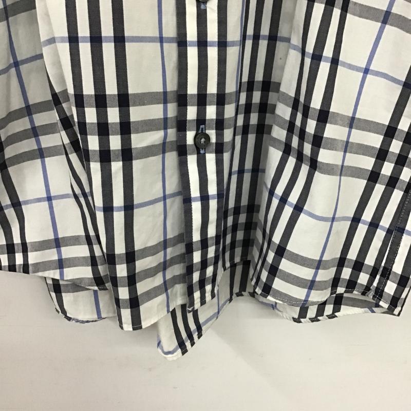 バーバリーブラックレーベル BURBERRY BLACK LABEL シャツ、ブラウス 半袖 半袖シャツ チェックシャツ カラーシャツ ボタンダウンシャツ 1 チェック 白 / ホワイト / white メンズ USED 古着 中古 10161143