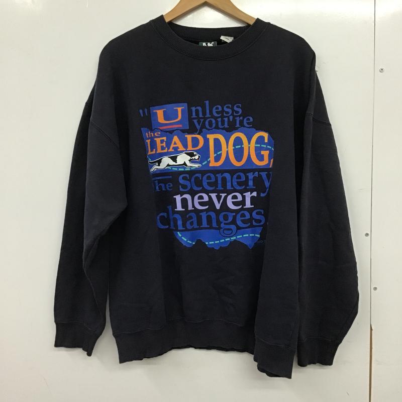 ビッグドッグス BIG DOGS トレーナー 長袖 長袖トレーナー スウェット クルーネック プルオーバー L プリント 紺 / ネイビー / navy メンズ USED 古着 中古 10161146