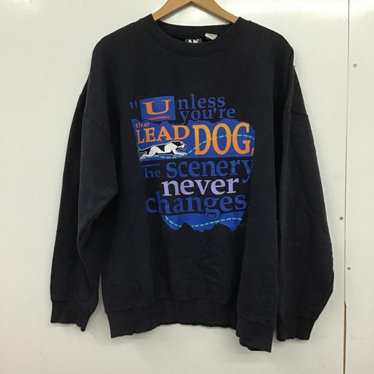 ビッグドッグス BIG DOGS トレーナー 長袖 長袖トレーナー スウェット クルーネック プルオーバー L プリント 紺 / ネイビー / navy メンズ USED 古着 中古 10161146