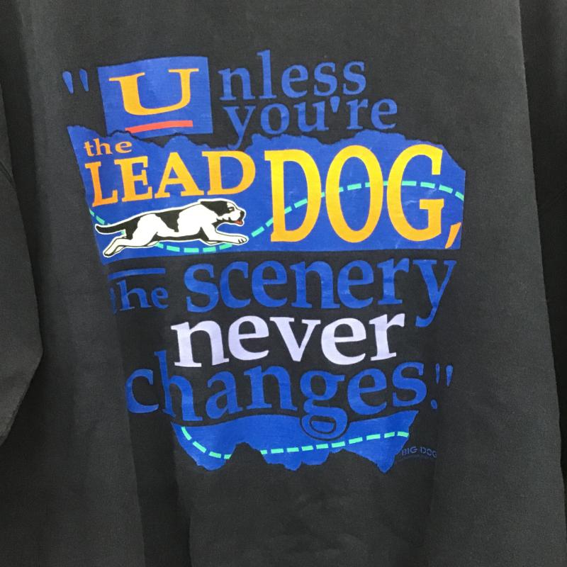 ビッグドッグス BIG DOGS トレーナー 長袖 長袖トレーナー スウェット クルーネック プルオーバー L プリント 紺 / ネイビー / navy メンズ USED 古着 中古 10161146