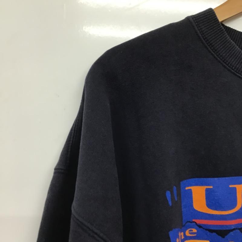 ビッグドッグス BIG DOGS トレーナー 長袖 長袖トレーナー スウェット クルーネック プルオーバー L プリント 紺 / ネイビー / navy メンズ USED 古着 中古 10161146
