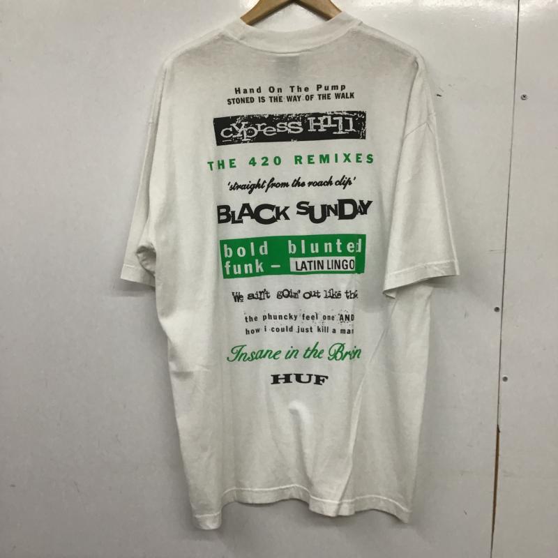 ハフ HUF Tシャツ 半袖 半袖カットソー プリントTシャツ クルーネックカットソー L プリント 白 / ホワイト / white メンズ USED 古着 中古 10161152