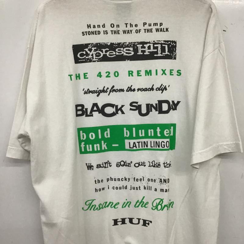ハフ HUF Tシャツ 半袖 半袖カットソー プリントTシャツ クルーネックカットソー L プリント 白 / ホワイト / white メンズ USED 古着 中古 10161152