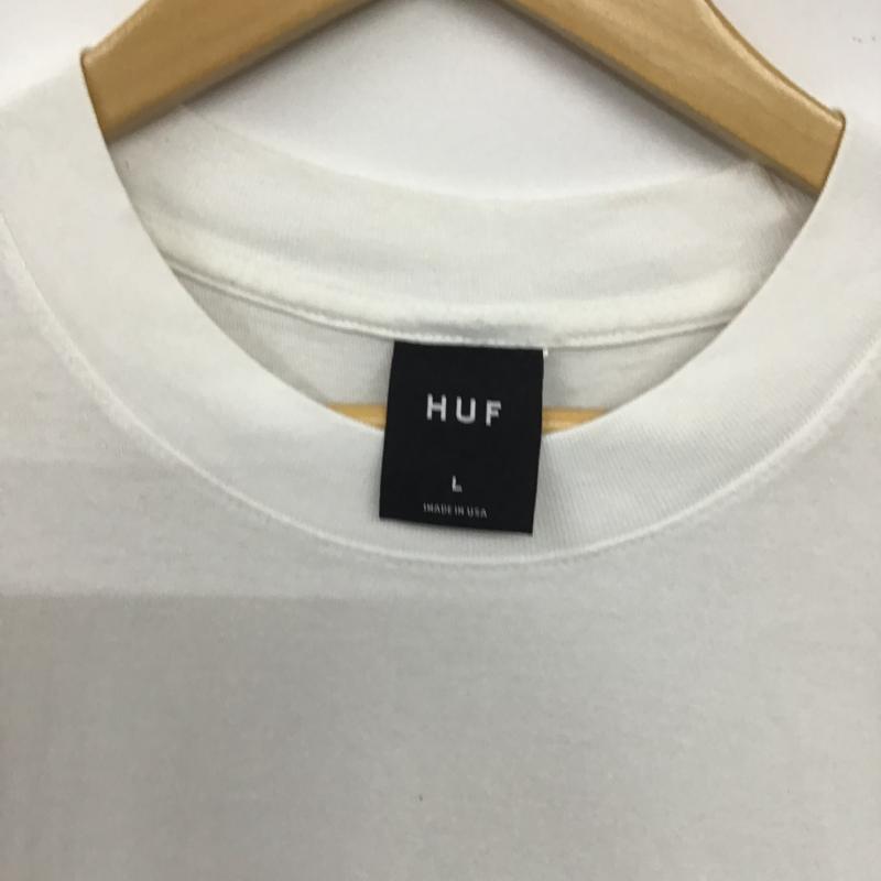 ハフ HUF Tシャツ 半袖 半袖カットソー プリントTシャツ クルーネックカットソー L プリント 白 / ホワイト / white メンズ USED 古着 中古 10161152