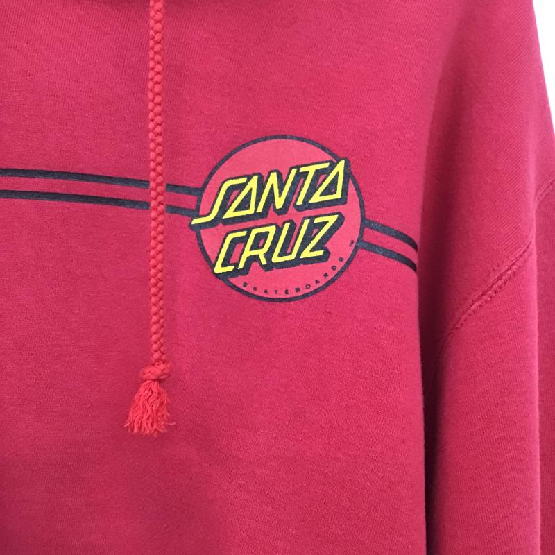 サンタクルーズ SANTA CRUZ パーカー 長袖 長袖パーカー プルオーバーパーカー スウェット L ロゴ、文字 赤 / レッド / red メンズ USED 古着 中古 10161155