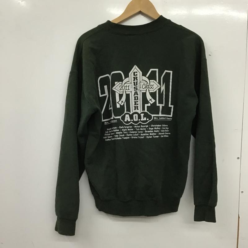 ギルダン GILDAN トレーナー 長袖 長袖トレーナー スウェット クルーネック プルオーバー M ロゴ、文字 緑 / グリーン / green メンズ USED 古着 中古 10161157
