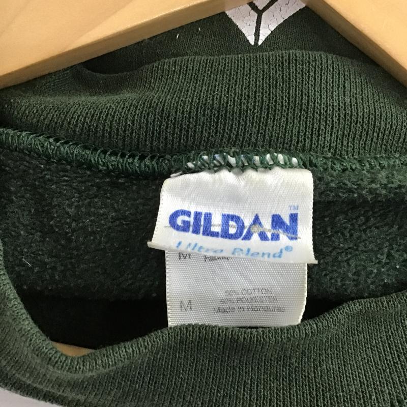ギルダン GILDAN トレーナー 長袖 長袖トレーナー スウェット クルーネック プルオーバー M ロゴ、文字 緑 / グリーン / green メンズ USED 古着 中古 10161157