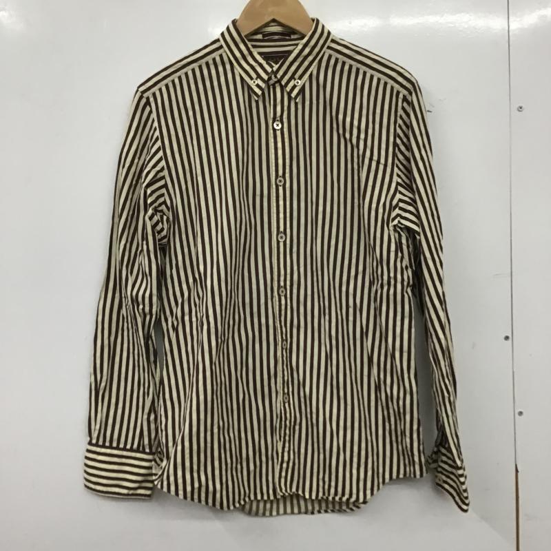 ポールスミス Paul Smith シャツ、ブラウス 長袖 長袖シャツ ストライプシャツ カラーシャツ M ストライプ 茶 / ブラウン / brown X アイボリー / アイボリー / メンズ USED 古着 中古 10161162