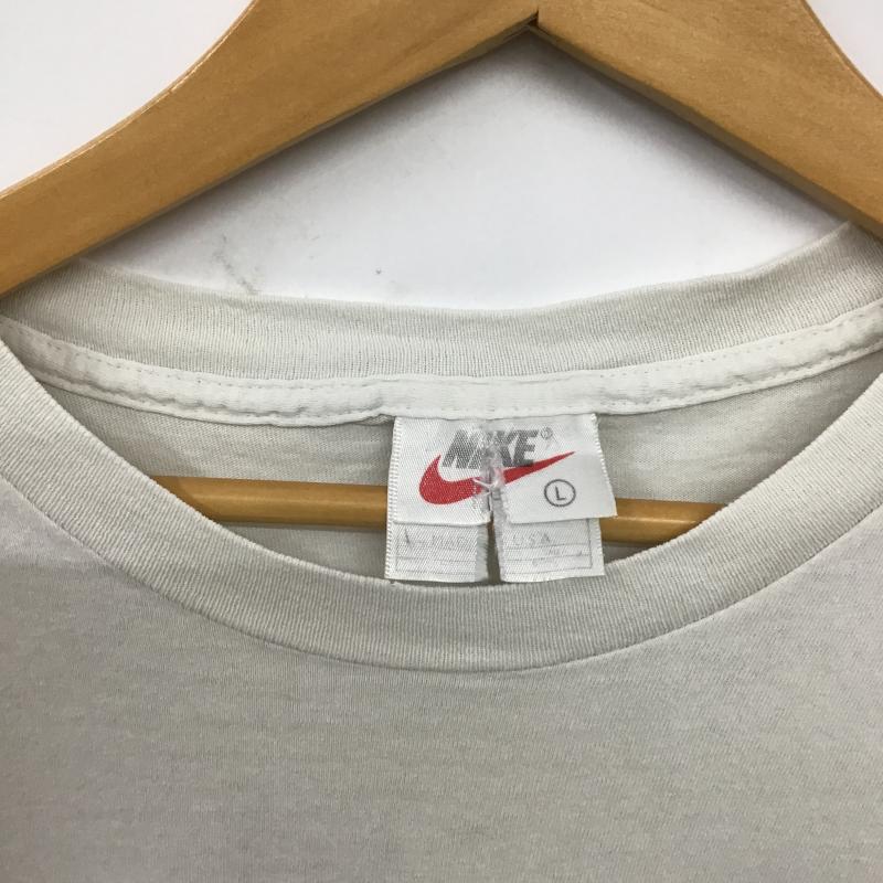 ナイキ NIKE Tシャツ 半袖 半袖カットソー プリントTシャツ クルーネックカットソー L ロゴ、文字 白 / ホワイト / white メンズ USED 古着 中古 10161171