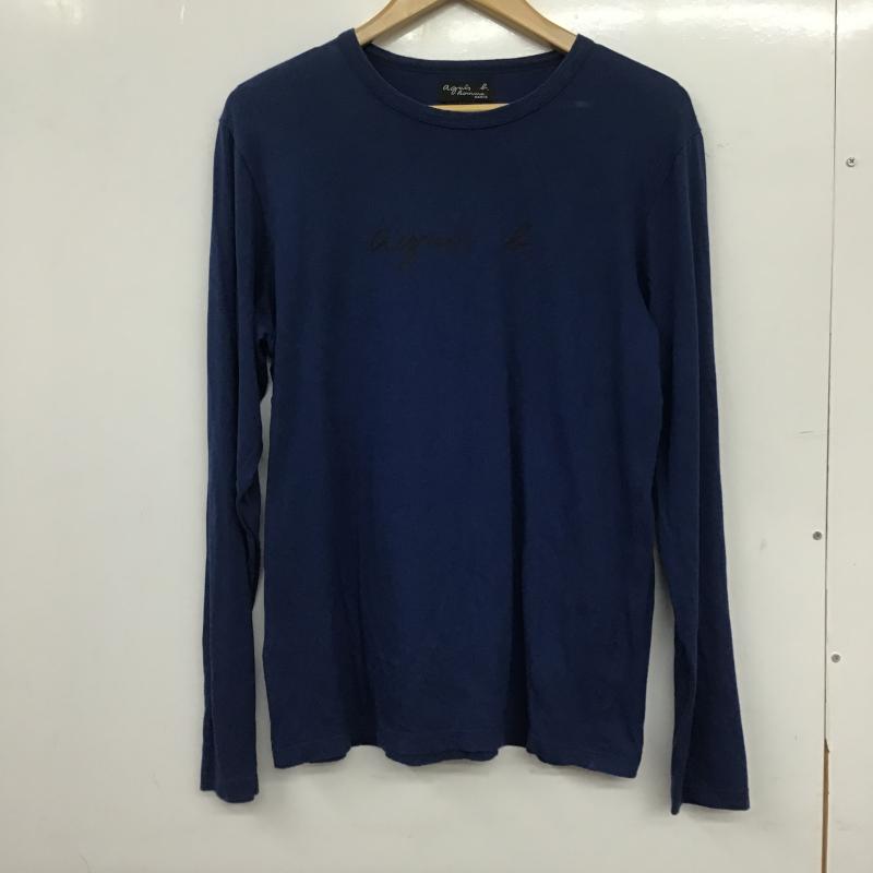 アニエスベーオム AGNESB.HOMME カットソー 長袖 長袖カットソー プリントカットソー クルーネック 2 ロゴ、文字 青 / ブルー / blue メンズ USED 古着 中古 10161181